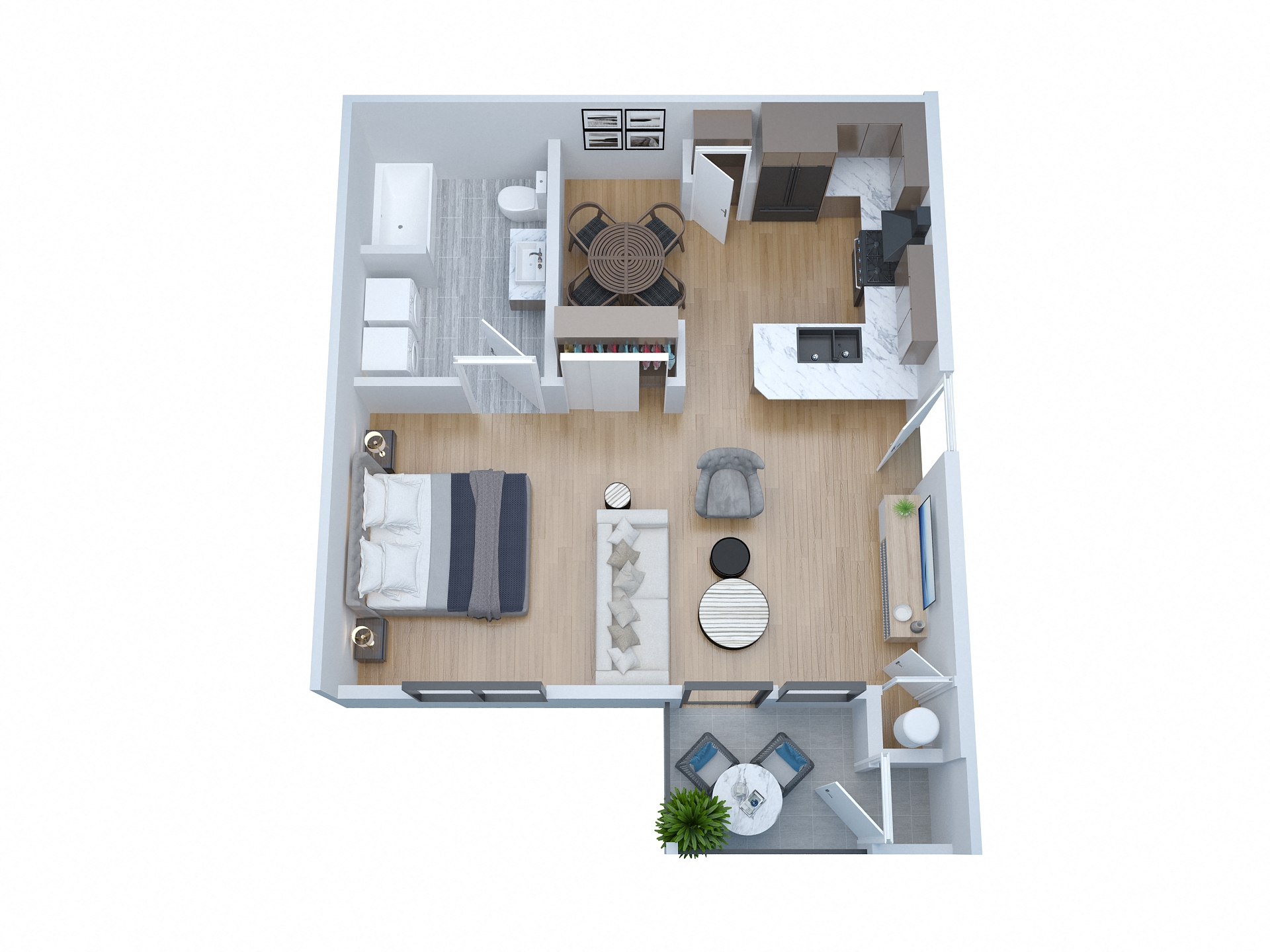 Floor plan for studio, 1 bath, 625 sqft